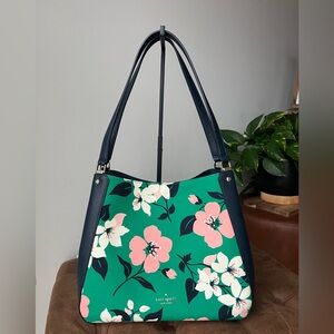 Kate Spade Leila Medium Triple Compartment Satchel Shoulder Lily Blooms Floral
